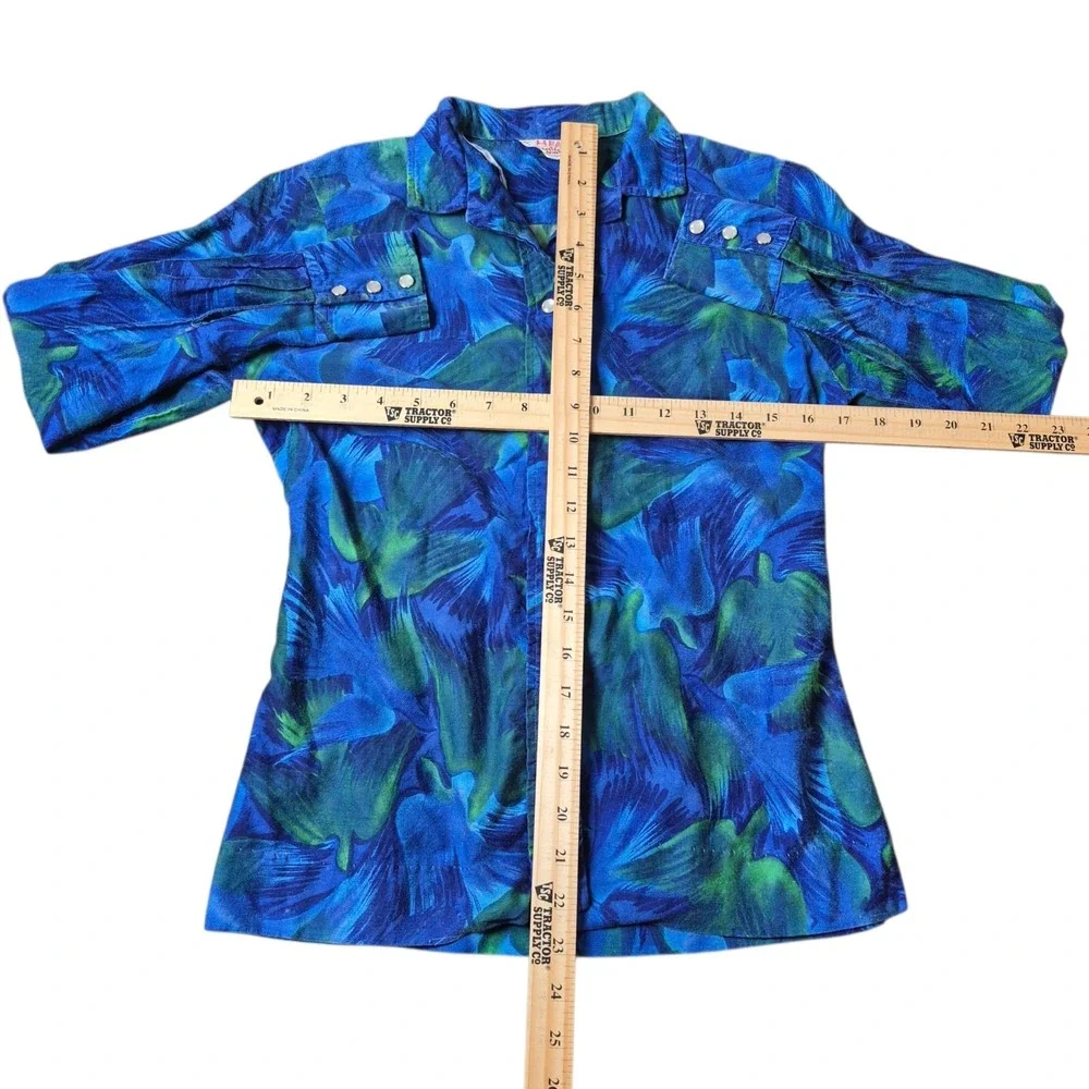 VTG H Bar C Women's S Pearl Snap Western Ranchwear Cowgirl‎ Shirt
